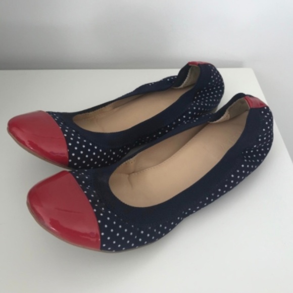J. Crew Shoes - J Crew Polka Dot Red White Blue Ballet Flats